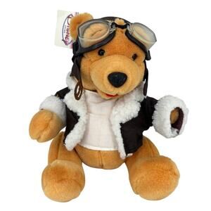 Disney Store Winnie Pilot Pooh Bear Plush Aviator Jacket Goggles 12 Inch